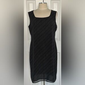 Old Navy Black Micro Polka Dot Sleeveless Sheath Dress Size 14 Lined Classic